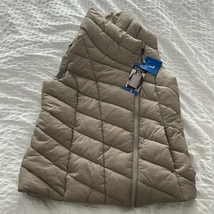 NWT Nicole Miller Ladies' Asymmetrical Vest, Cream beige ivory brown size Large!